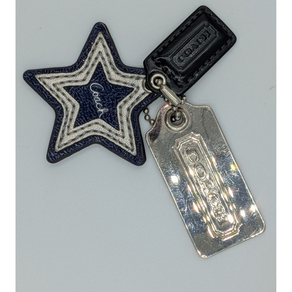 Coach Charm Hangtag Mix Navy Star Leather & Silver Logo Hangtags Bag Accessories